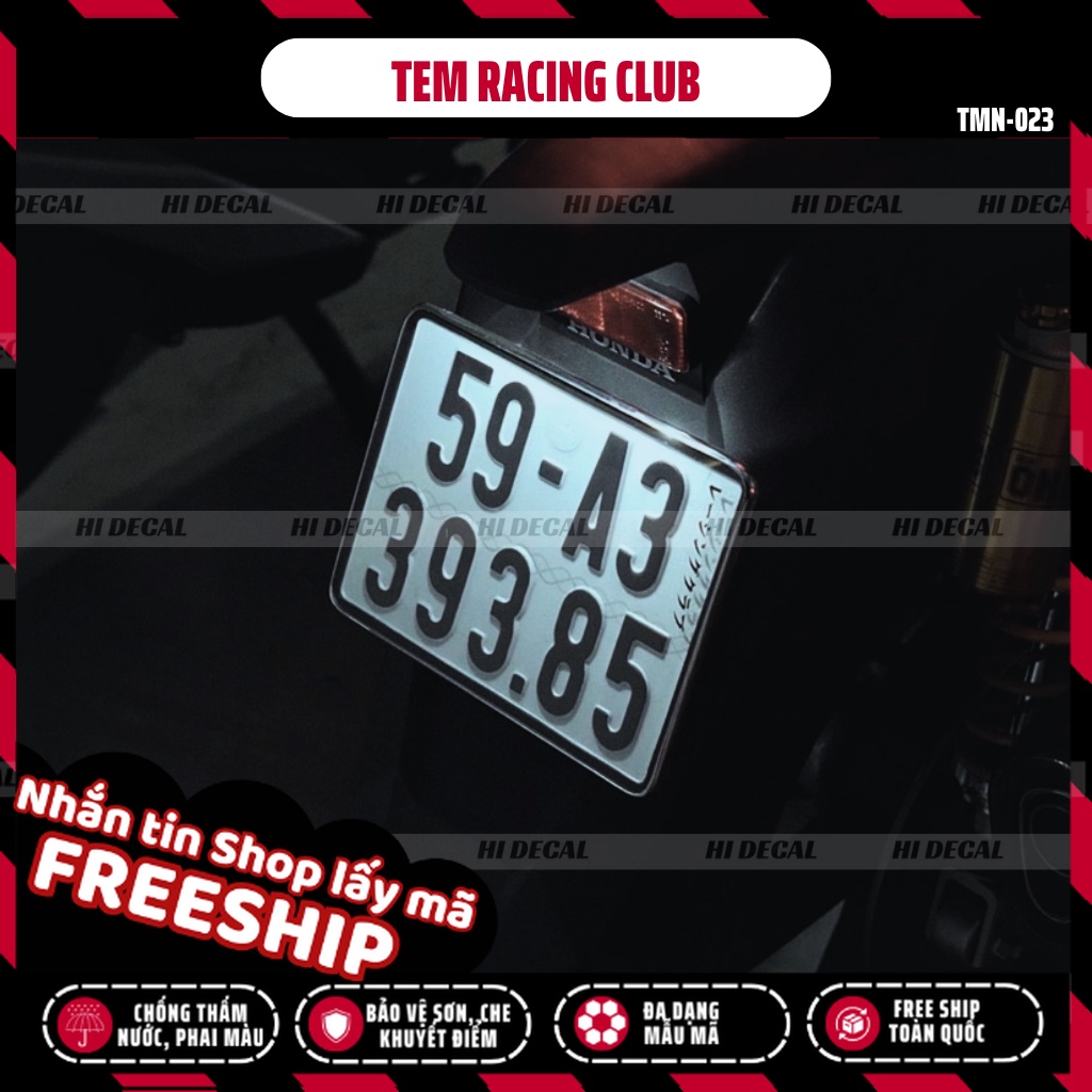 Tem Racing Club dán biển số cho mọi dòng xe | TMN-023 | Decal cao cấp chống nước chống phai màu