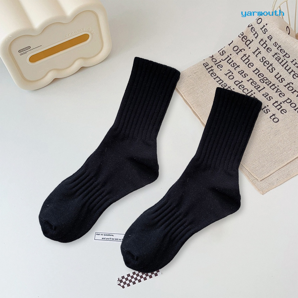 1 Đôi Tất Dệt Kim unisex Màu Trơn Cao Đến Mắt Cá Chân Co Giãn Mềm Mại Chống Trượt Chống Mồ Hôi Giữ Ấm Bốn Mùa