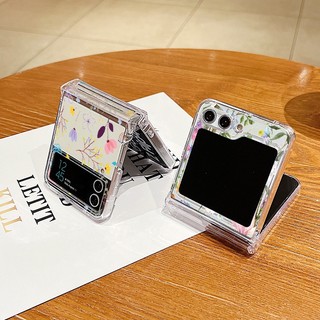 Ốp Điện Thoại PC Cứng Trong Suốt Nắp Gập In Họa Tiết Hoa Cho Samsung Galaxy Z Flip 5 Flip 4 Flip 3 Samsung Z Flip5 Flip4 Flip3