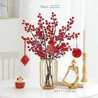 Combo Bình Và Hoa Đào đông Lá Quạt trang trí Tết May mắn Tài lộc trang trí showroom văn phòng Myd.23