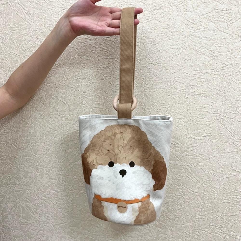 Túi xô GUSTAVA, Túi Tote in hình chó con bằng vải Canvas dễ thương, Túi đựng hàng đầu