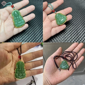 Vòng cổ Mặt Phật Di Lặc Màu Xanh Lá Trắng Phong Cách Trung Hoa Tinh Tế Cho Nữ Mới