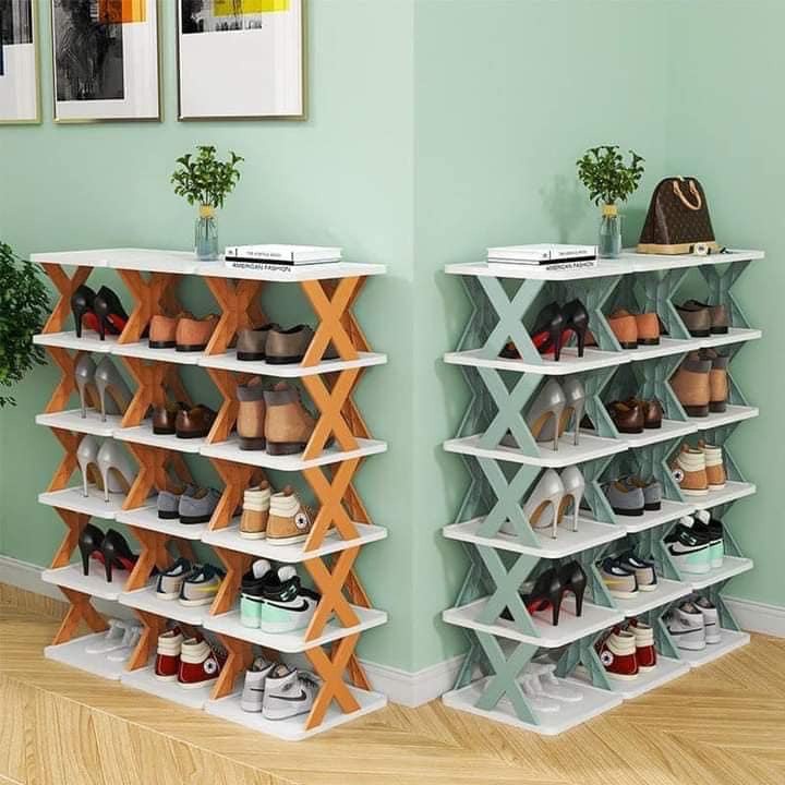 Kệ Để Giày Dép Đa Năng Dễ Tháo Lắp 5,6 Tầng , Kệ Trang Trí Decor Chữ X Hiện Đại Chất Liệu Nhựa PVC Cao Cấp [SHOP.MH]