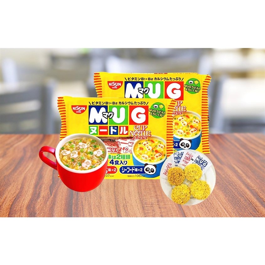 Mì Mug Vàng Nissin - Mì Ăn Dặm Cho Bé TiBong Store Dinh Dưỡng Siêu Ngon Hình Thú Ngộ Nghĩnh Cho Bé Từ 12 Tháng (Gói 94G)