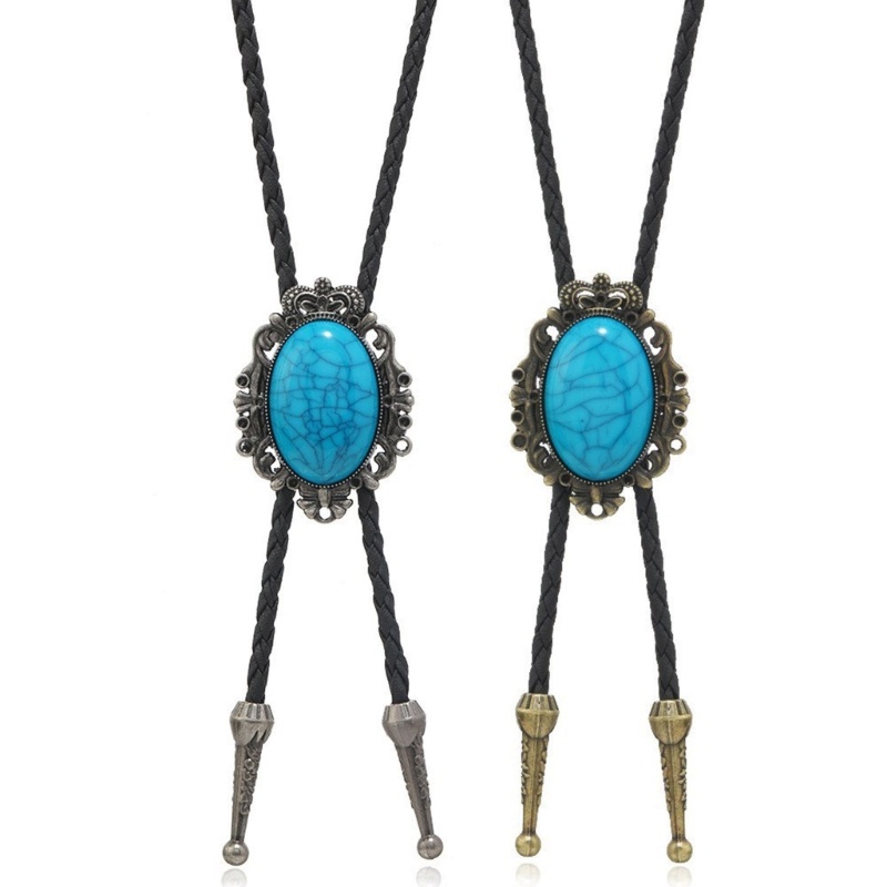 Dasbsug Vintage Bolo Tie Nam Thanh Lịch Hoa Ngọc Mặt Dây Chuyền Bolo Tie Cà Vạt Trang Sức