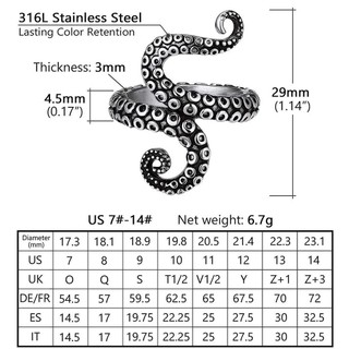 ĐẶC BIỆT Đan Vòng Móc Nhẫn, Thép không gỉ Bạch Tuộc Mở Vòng Thimble, Phong Cách Punk Có Thể Điều Chỉnh Đeo Ngón Tay Nhẫn Phụ Kiện May Vá
