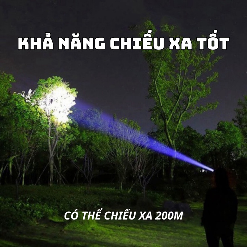 Đèn Pin Siêu Sáng Đội Đầu Pin Trâu Vỏ Kim Loại Siêu Bền Chống Thấm Nước Tốt Kèm Cảm Biến Vẫy Tay