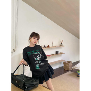 HIIXIIVI 2025 Mới 100% Cotton Áo Thun Nữ Tay Ngắn Cổ Tròn Baggy Rời Áo Ootd In Độc Đáo