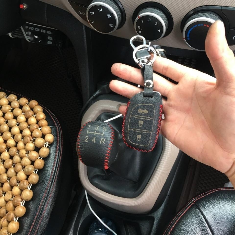 Bao Da Cần Số, Tay Phanh xe HYUNDAI I10 Số sàn da thật nhập khẩu, khâu thủ công