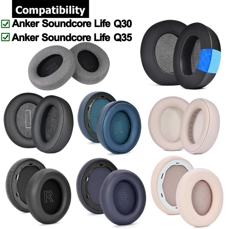 Cuscinetti Auricolari Di Ricambio Per Anker Soundcore Life Q30 E Q35 – In Memory Foam E Pelle Proteica, Morbidi E Facili Da Montare, Con Leva Inclusa - 3