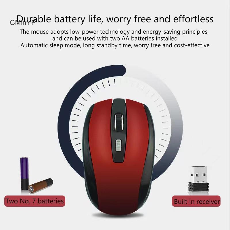 Cminyp 2.4G USB Chuột Không Dây Quang Màu Đỏ 6D Cho Máy Tính Laptop Chuột Chơi Game Thiết Kế Công Thái Học Chuột Không Dây Vinh Quang