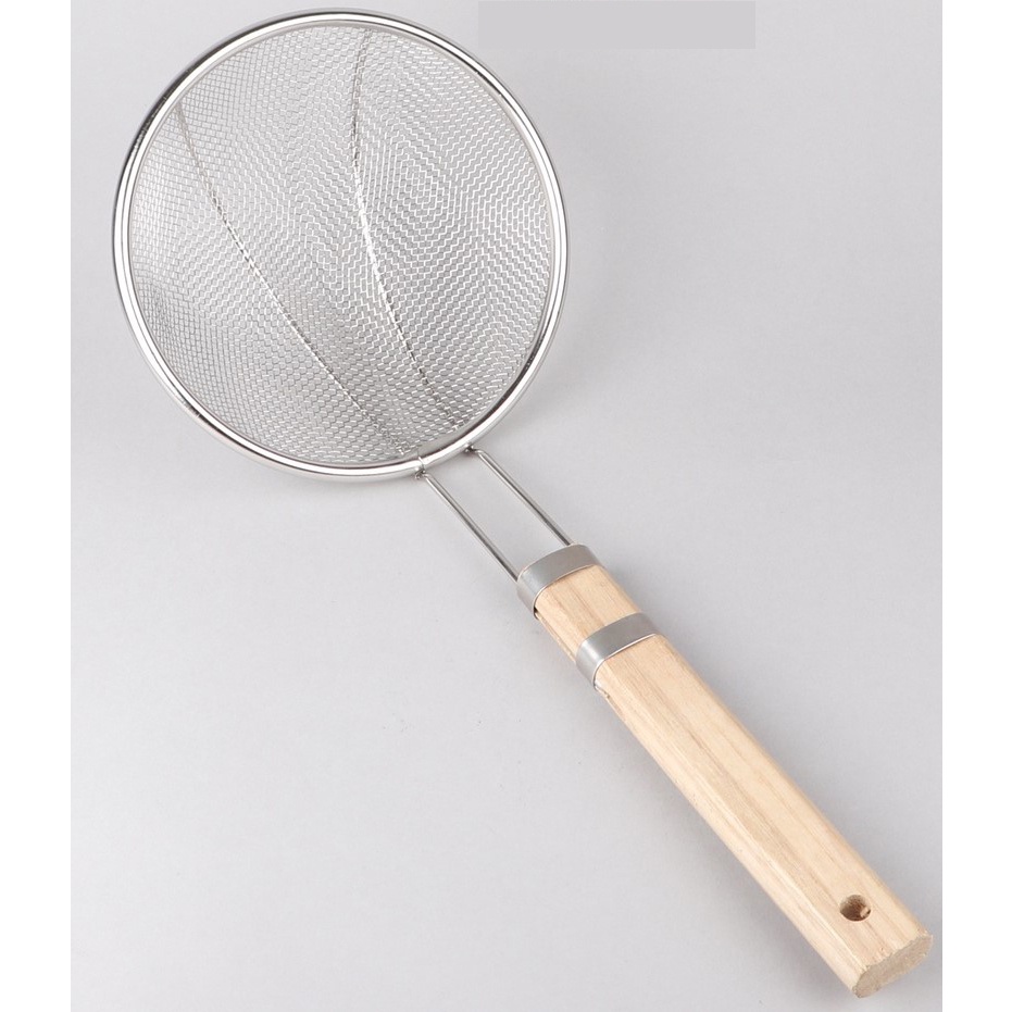 Vợt lưới vớt thức ăn inox cán gỗ đường kính 14cm cao cấp | Shopee Việt Nam