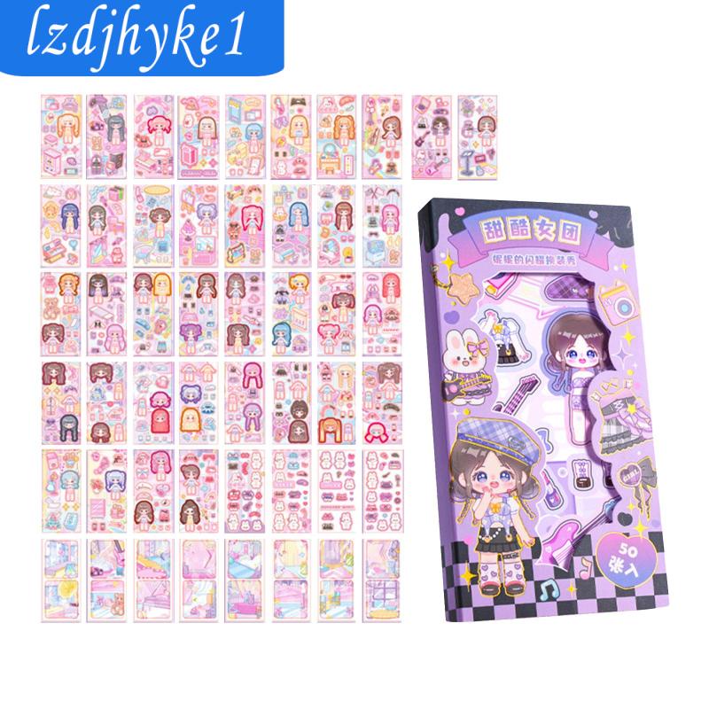 Bộ 50 sticker Dán Trang Trí Sổ Tay Hình Công Chúa