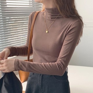 Áo thun cổ lọ The Simple bigsize nữ tay dài dáng vừa chất vải gân nỉ dày dặn ôm body G216