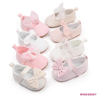 Mg-baby Bé Gái Giày Công Chúa Nơ Mềm Hoa Chống Trơn Trượt Đáy Tập Đi Đầu Tiên Giày Tập Đi