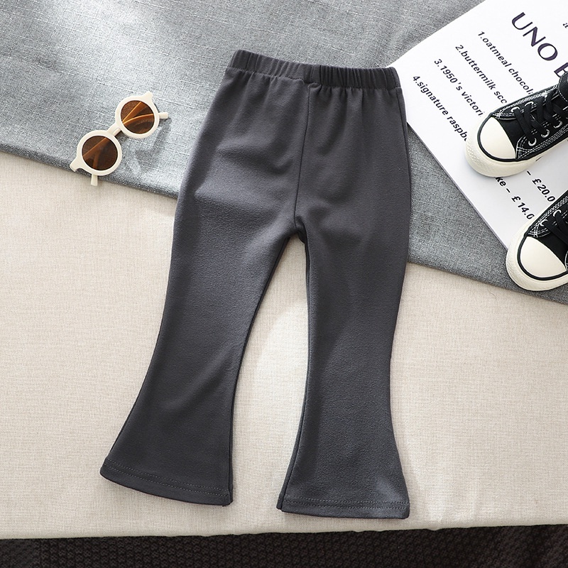 Quần Legging Bé Gái Thu Đông Phiên Bản Hàn Quốc Quần Legging Trẻ Em Trung Nhỏ Trẻ Em Quần loe Eo Phẳng Ấm Áp Bé Gái Micro loe Quần 36DL