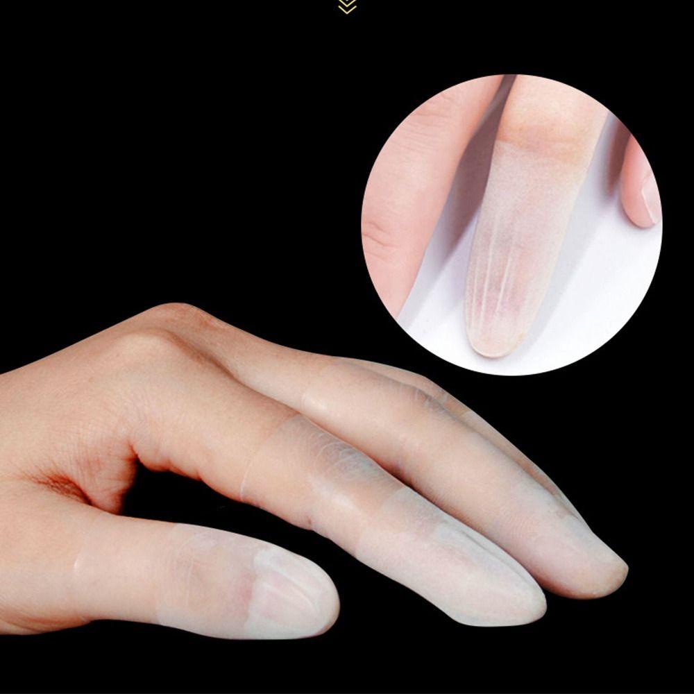HAPPYNOOK 100 Chiếc Nắp Ngón Tay Dùng Một Lần, Cao Su Chống Tĩnh Điện, Bảo Vệ Ngón Tay, Chống Trơn Trượt, Trong Suốt, Dụng Cụ Nghệ Thuật Móng, Găng Tay Nơi Làm Việc