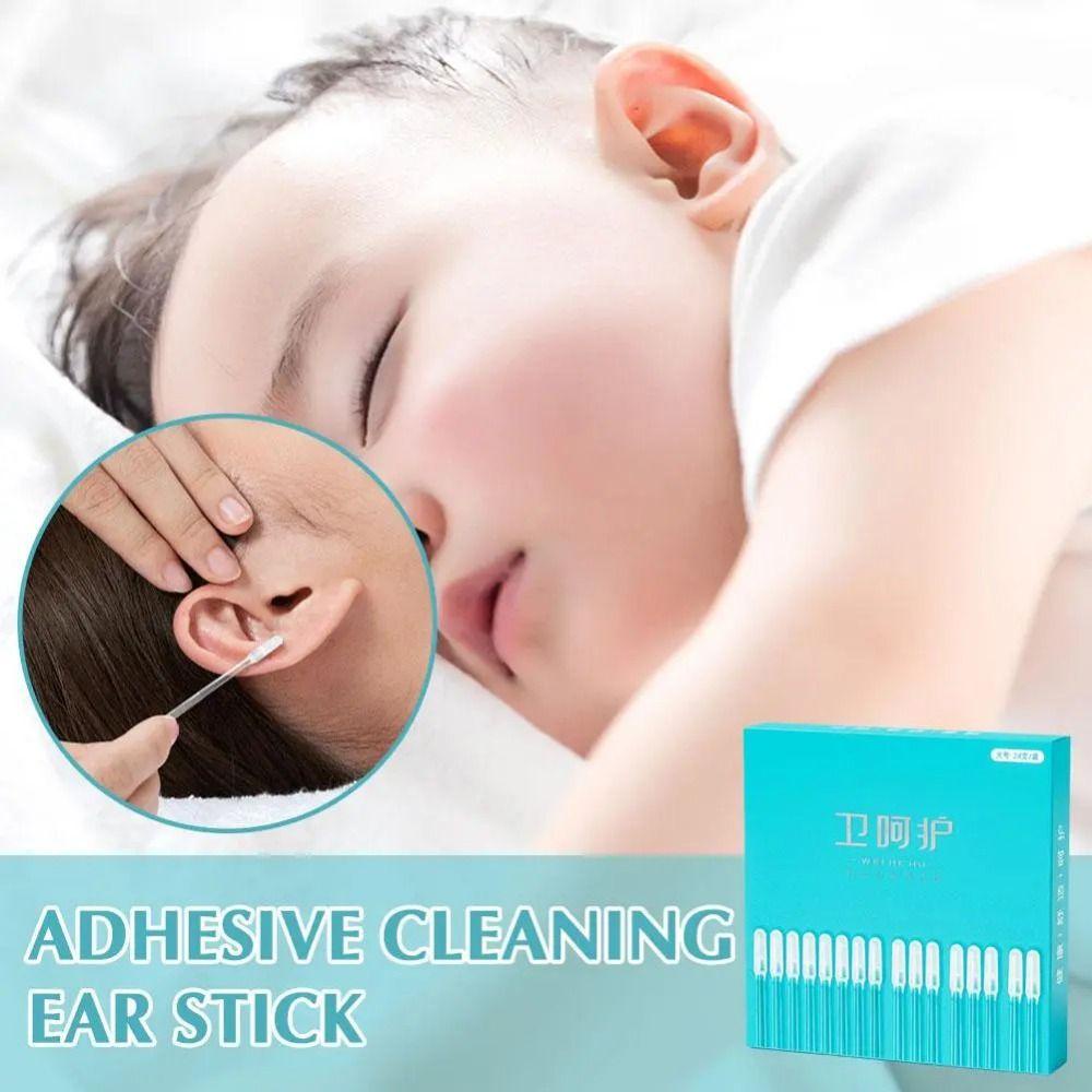 STARYSWAY Đùi tai dùng một lần 24 cái/hộp, dụng cụ làm sạch tai silicon, loại bỏ sáp tai nhỏ/lớn, bền cho trẻ em và người lớn