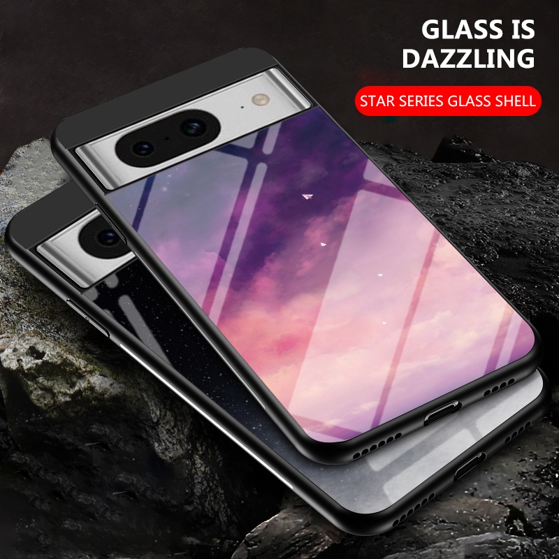 Ốp Điện Thoại Kính Cường Lực Góc Mềm Hình Bầu Trời Đầy Sao Màu gradient google pixel 8 7 6 pro 7a 6a