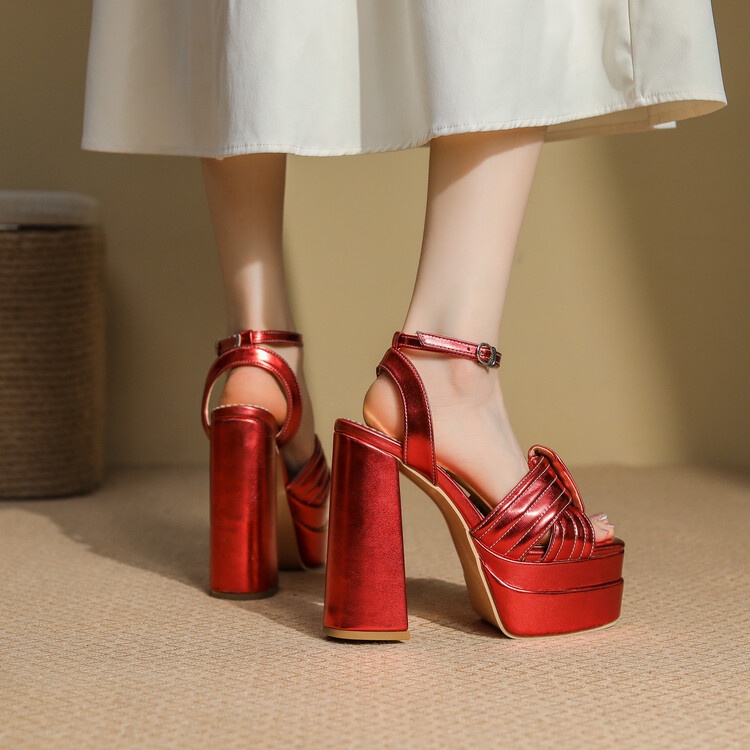 Giày Sandal Cao Gót Hở Ngón Đế Dày Quai Đeo Khóa Cài Thời Trang Dành Cho Nữ size 34-43