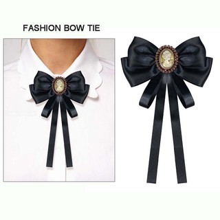 Phong Cách Anh Nơ Vintage Beauty Head Màu Đen Quá Khổ Nơ Cổ Có Chân Cho Nữ Cổ Điển Đen