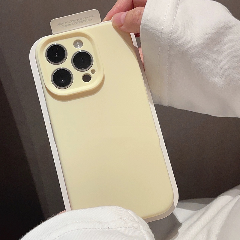 Ốp Điện Thoại Silicon Lỏng Màu Vàng Kem Đơn Giản Cho iPhone 17ProMax 16 15 14 13 12 11 Pro Max Bảo Vệ Toàn Diện Vỏ Mềm Bảo Vệ Chống Sốc