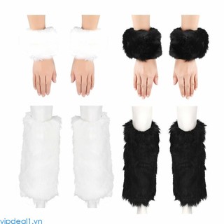 Vipdeal1 / 2 Cặp Găng Tay / Cổ Chân Giả Lông Thú Giữ Ấm Cho Nữ