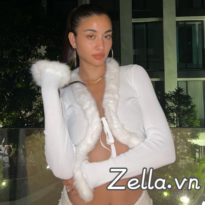 Áo Croptop Tay Dài Cổ Chữ v Màu Sắc Đơn Giản Thời Trang Thu Đông Cho Nữ