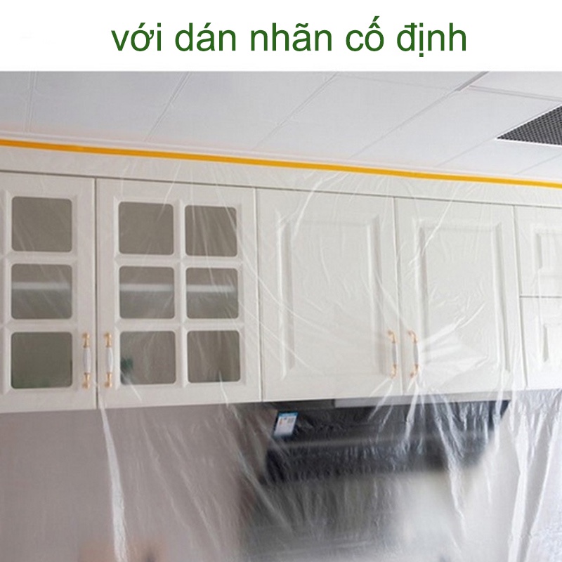 Màng Nilon Che Bụi Đa Năng Nilon Che Chắn Sơn Che Phủ Ngăn Bụi Bảo Vệ Nội Thất Bọc Hàng Có Một Đầu Dán Dính
