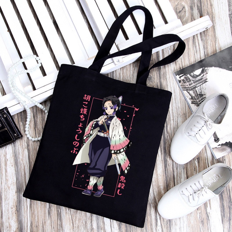 Túi Xách Tay Đeo Vai Bằng Vải canvas In Hình nezuko rengoku demon slayer kimetsu no yaiba kamado tanjirou 2024 Cho Nữ