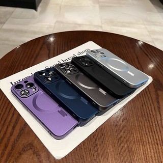 Dành Cho iPhone 15 14 13 12 11 Pro Max Plus Vỏ Điện Thoại Sơn Kim Loại Lỏng Từ Tính Sang Trọng Có Tích Hợp Màn Hình Bụi Và Bảo Vệ Ống Kính