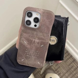Ốp Điện Thoại Denim Có Ngăn Đựng Thẻ Chống Sốc Cho iPhone15 Pro Max 14 13 12 11 Pro Max