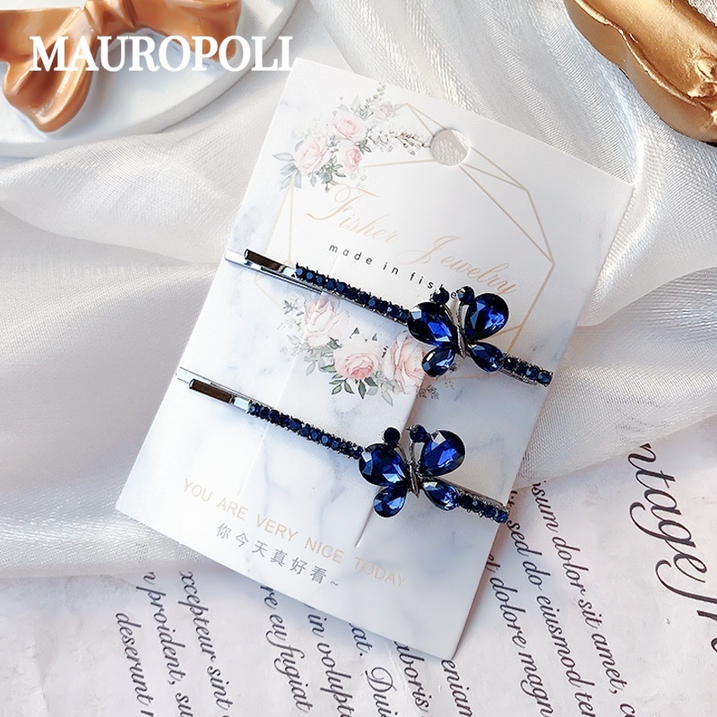Mauropoli Kẹp Tóc Nữ Nhỏ Gãy Bên Kim Cương Giả Phẳng, Phong Cách Mới, Sẵn Sàng