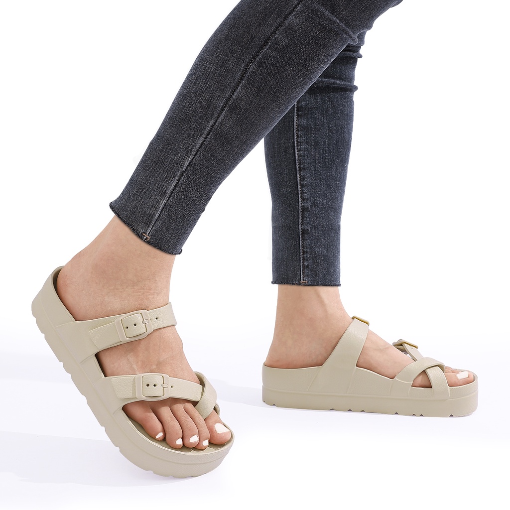 Comwarm Sandal Đế Xuồng EVA Có Khóa Vòm Điều Chỉnh Được Thời Trang Dành Cho Bạn Nữ Đi Biển Ngoài Trời