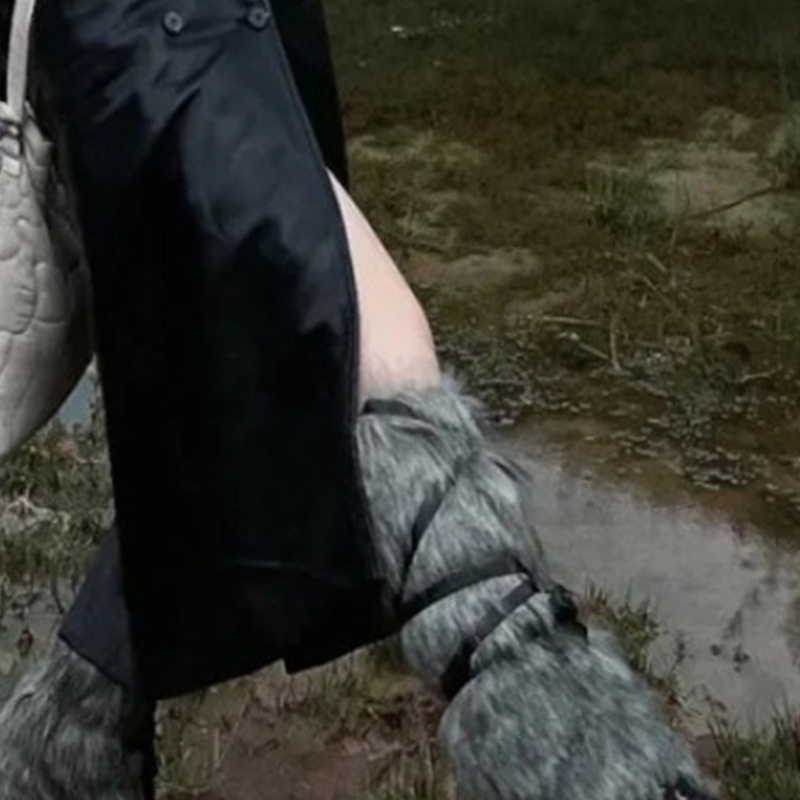 Bộ Giày Boots và Tất Lông Phong Cách Goth Punk Cho Mùa Đông Ấm Áp