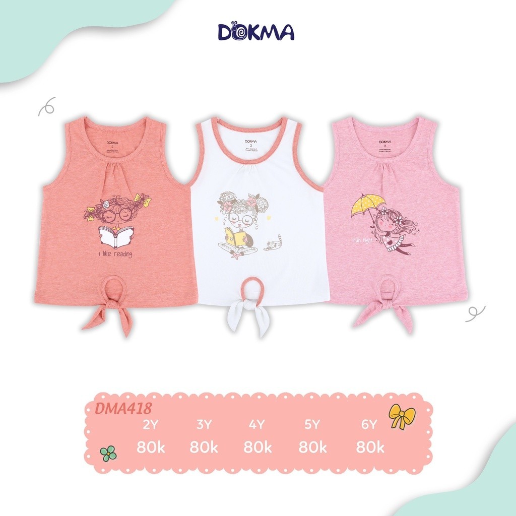 (11-25kg, 2-7Y) Áo Ba Lỗ, Áo Sát Nách Dokma Bé Gái DMA418 DA1300 DA2036 DA2826 DA2834