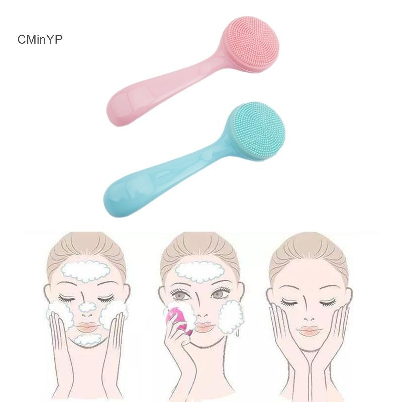 Bàn chải làm sạch da mặt bằng silicon CMinYP Bàn chải rửa mặt mềm Massage tẩy mụn đầu đen vinh quang