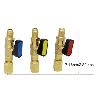 Note1 1 Cái Bộ chuyển đổi van bi làm lạnh, Nam / Nữ 1 / 4 "SAE Van đóng thẳng, Phụ kiện điều hòa không khí bằng đồng thau R22 cho ống sạc R134A R410A R22 R12