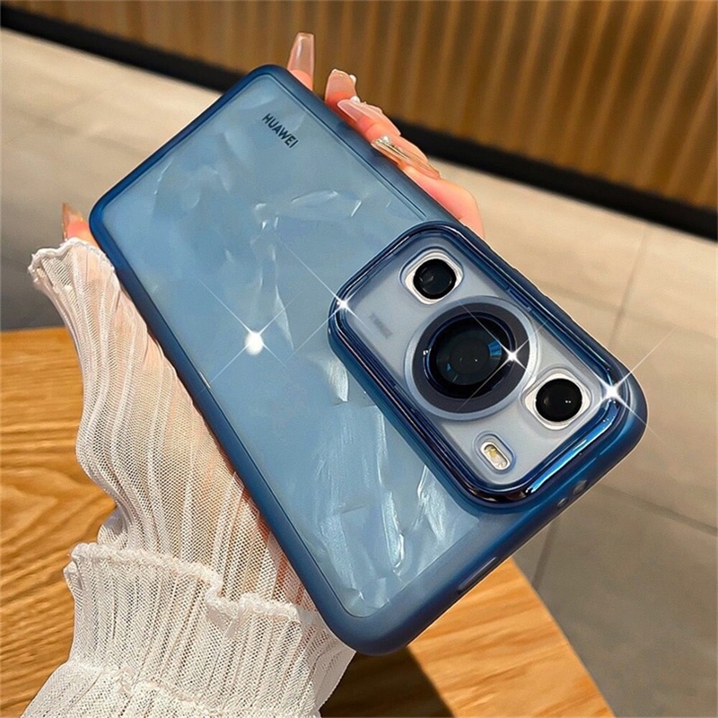 Dành Cho Huawei P60 P50 P30 P20 P40 Pro Matte Ốp Lưng Silicon Trong Suốt Bảo Vệ Ống Kính Máy Ảnh