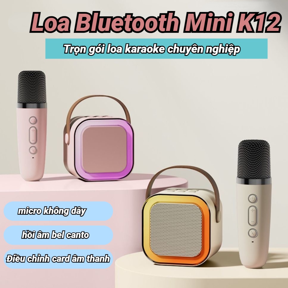 🎤Loa Karaoke Bluetooth Xách Tay Mini K12 Tích Hợp Đèn Led Nhiều ...