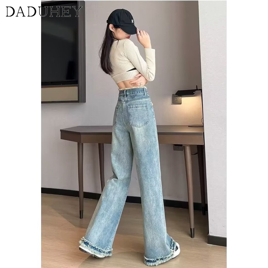 Ảnh Quần jean DADUHEY cạp cao dáng rộng phong cách Mỹ cổ điển cỡ lớn 4