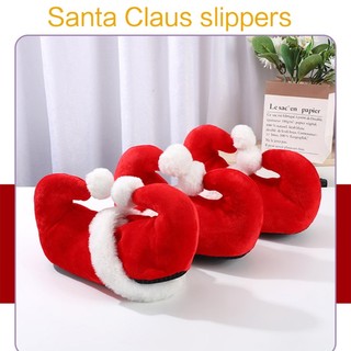 DE Đáng Yêu Giáng Sinh Ông Già Noel Dép Lễ Hội Màu Đỏ Hoạt Hình Dép Mùa Đông Ấm Áp