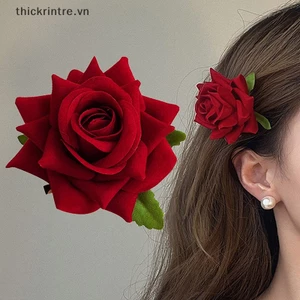 Kẹp Tóc Hai Đầu Hình Hoa Hồng Đỏ Hồng Phong Cách retro Thanh Lịch Thời Trang
