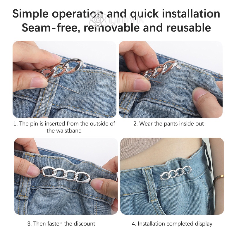 Qr Khóa Cài Quần Jean / Thắt Lưng Bằng Kim Loại Không Cần Đóng Đinh Có Thể Tháo Rời Đơn Giản Cho Nữ Mới