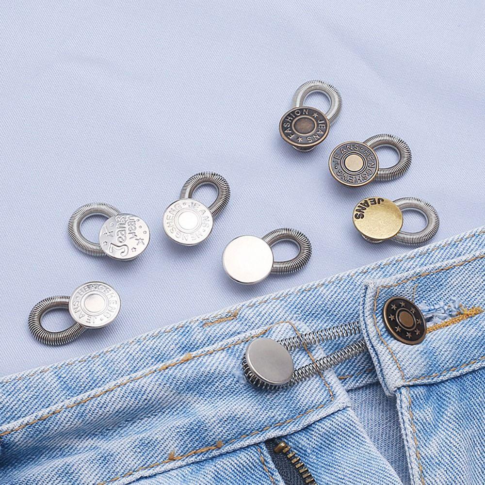 BAMBOOB 10 Cái Eo Nối Dài, Kim Loại Đàn Hồi Mở Rộng Phụ Kiện Nút Lò Xo, Quần 17mm Quần Co Giãn May Dụng Cụ Nút Quần Jeans