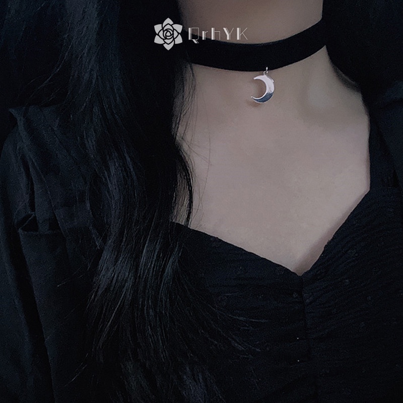 Qr Vòng Cổ choker Mặt Hình Mặt Trăng Phong Cách gothic Thời Trang Cho Nữ Mới