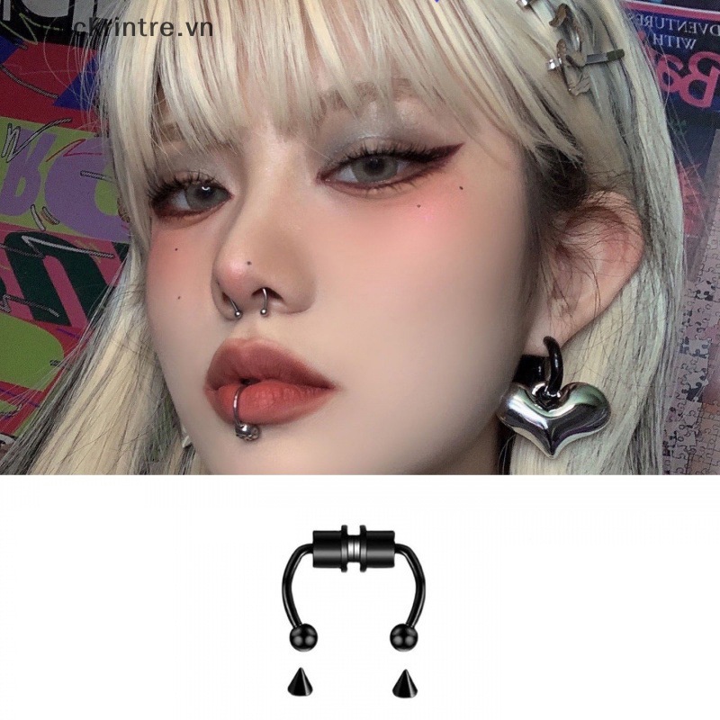 Th Thời Trang Khuyên Kẹp Tai Kẹp Môi Bằng Thép Titan Đa Năng Phong Cách punk hip hop Cá Tính Không Xỏ Lỗ Cho Nam Và Nữ vn