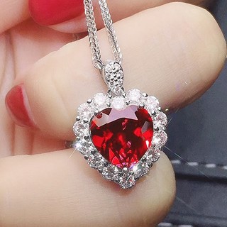❤ Dây Chuyền Mặt Trái Tim Đính Đá sapphire Sang Trọng Cho Cặp Đôi