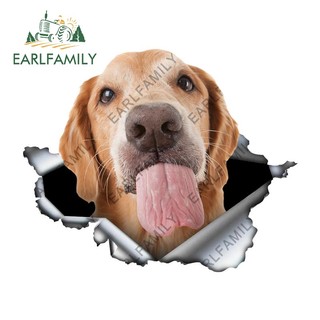 EARLFAMILY 13cm x 8.8cm Sáng Golden Retriever Miếng Dán Xe Ô Tô Torn Kim Loại Decal Dán Phản Quang Chống Thấm Nước Kiểu Dáng Xe Trang Trí