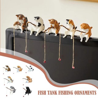 [Bộ Bức Tượng Mèo Câu Cá] Bộ 7 Bức Tượng Mèo Câu Cá Thu Nhỏ - Trang Trí Bể Cá PVC, Đồ Trang Trí Ô Tô & Giọng Gia Đình